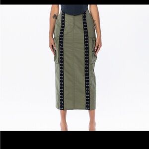 Olive Green Skirt with Black Accents